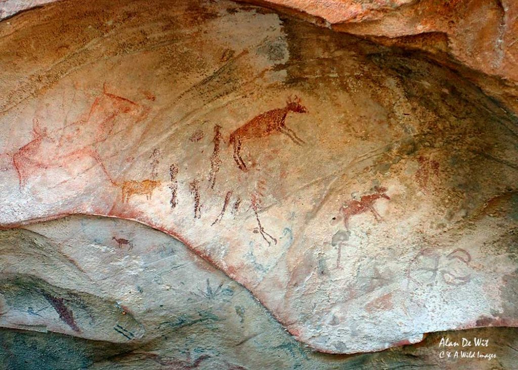 Rock painting of a hunt